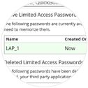 Limited Access Passwords instructions: step 6 - Displays