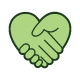 Shaking hands in the shape of a heart